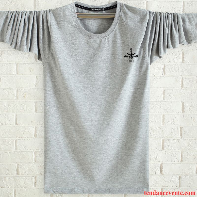 T Shirt Uni Pas Cher Baggy Coton Bio Une Veste Longues Taillissime Gris Homme Col Rond L'automne