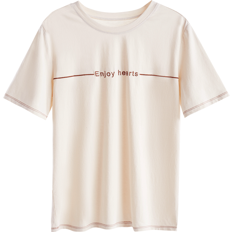 T-shirts Femme Baggy Lettre Printemps Chemise En Bas Coton Bio Col Rond Impression