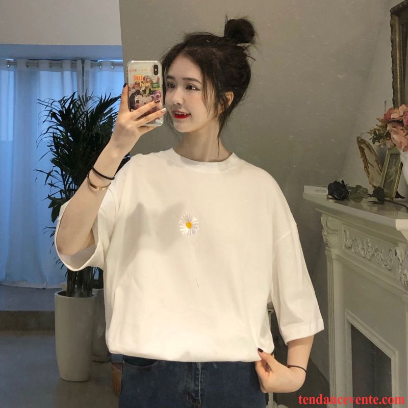 T-shirts Femme Baggy Été Courte Fille Une Veste Tendance Blanc