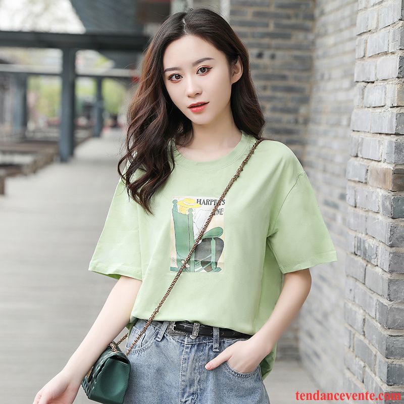 T-shirts Femme Courte Mince La Mode Une Veste Tendance Été Vert