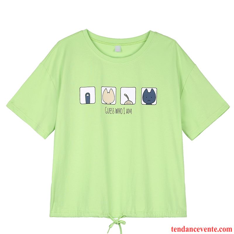 T-shirts Femme Fille Une Veste Étudiant Baggy Courte Été Vert