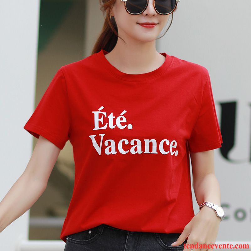 T-shirts Femme Gros Courte Baggy Une Veste Tous Les Assortis Été Rouge