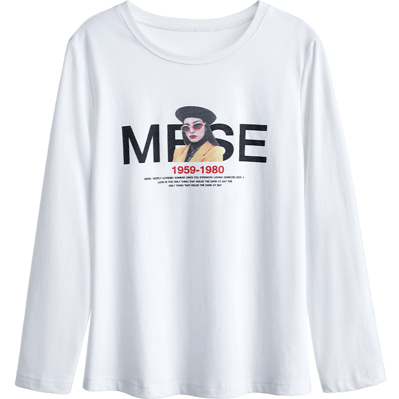 T-shirts Femme Lettre Printemps Coton Bio En Maille Impression Blanc