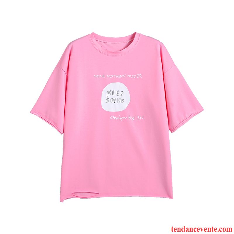 T-shirts Femme Mince Une Veste Baggy Bleu Courte Été Rose Rouge