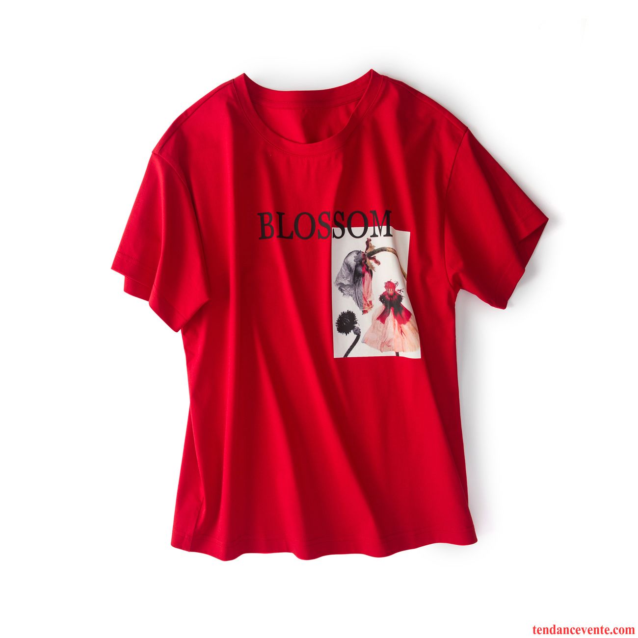 T-shirts Femme Tendance Courte Baggy Tous Les Assortis Été Étudiant Rouge