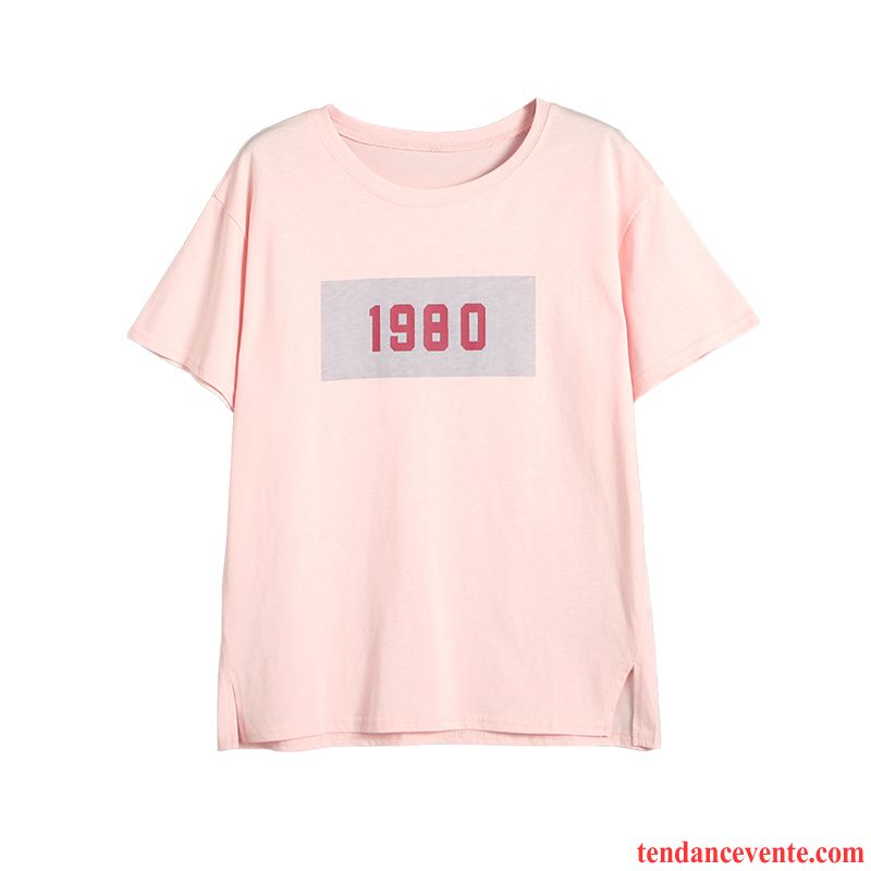 T-shirts Femme Une Veste Fille Été Courte Baggy Étudiant Rose