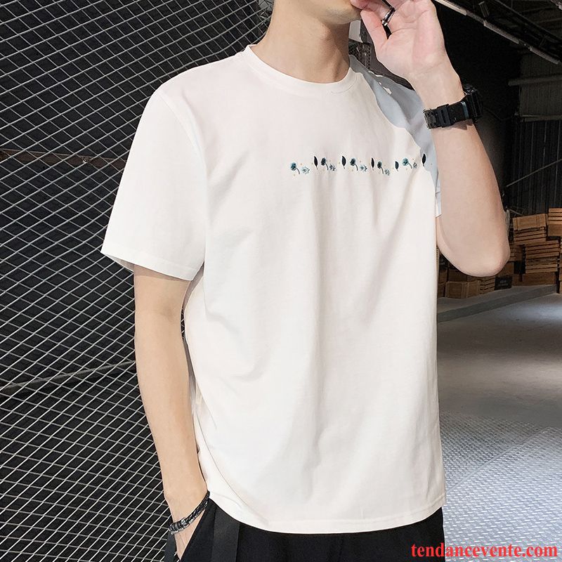 T-shirts Homme Baggy Courte Une Veste Tendance Demi Manche Été Blanc