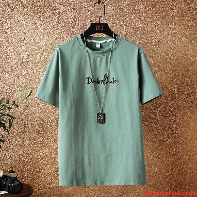 T-shirts Homme Courte Légère Décontractée Été Respirant Coton Bio Pure Vert