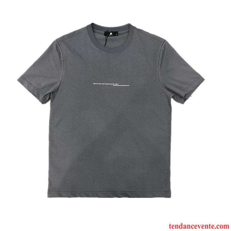 T-shirts Homme Décontractée Simple Caractéristiques Été Col Rond Lettre Gris