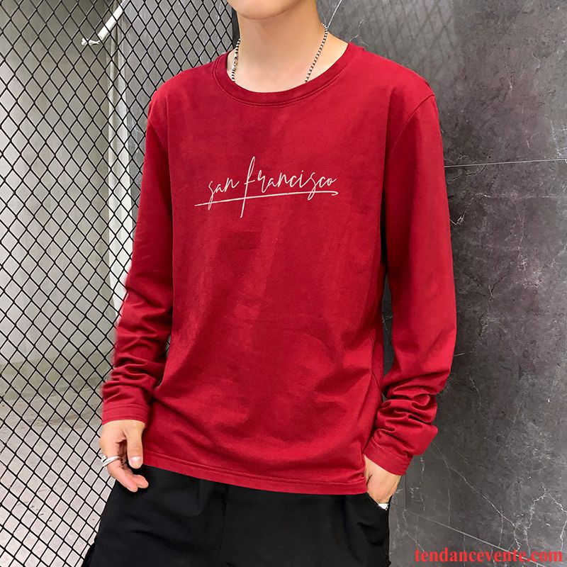 T-shirts Homme Tendance Hoodies Printemps Chemise En Bas Longues L'automne Rouge