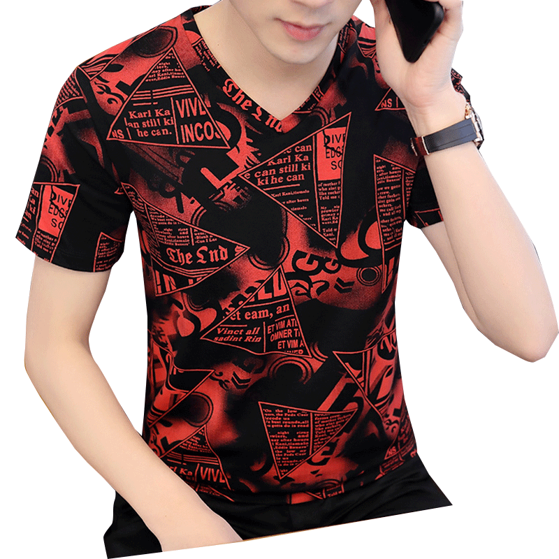 T-shirts Homme Été Courte Coton Bio Demi Manche Slim Chemise En Bas Rouge