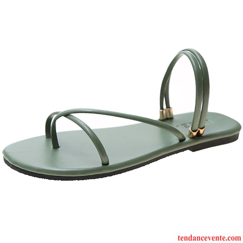 Tongs Femme Chaussons Tous Les Assortis Épais Plage Été Rouge Vert