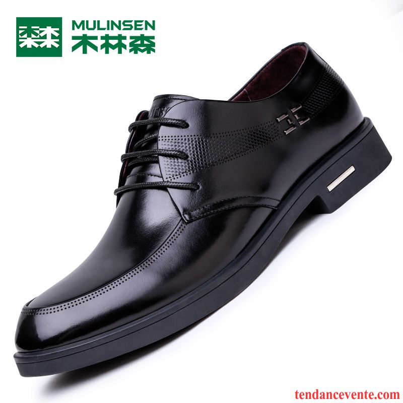 Vente En Ligne Chaussures Homme Authentique Entreprise Cuir Véritable Décontractée Tendance Laçage Printemps Homme Angleterre Bleu