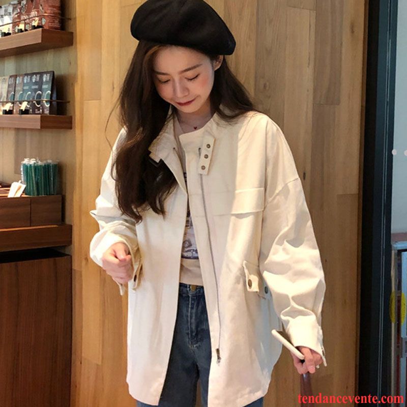 Veste Blanche Femme Habillée Beau Cool Femme Blanc Pardessus Fille Veste Bureau Baggy Kaki Soldes