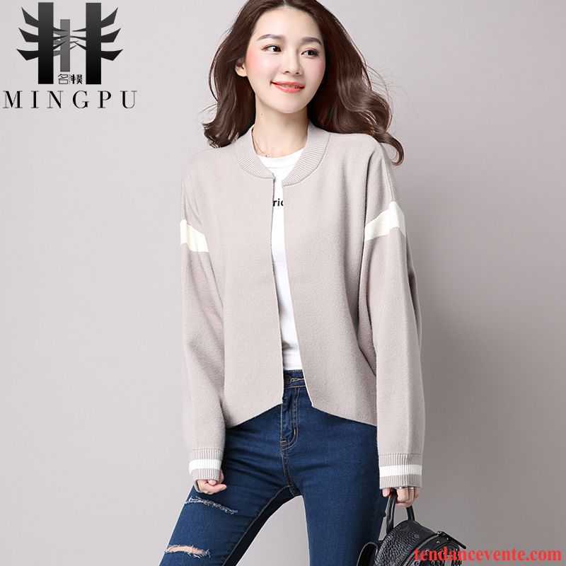 Veste Blazer Femme Rose Hiver Pull Pardessus Cardigan Tricots En Maille L'automne Femme Courte Printemps Vêtements De Baseball Gris