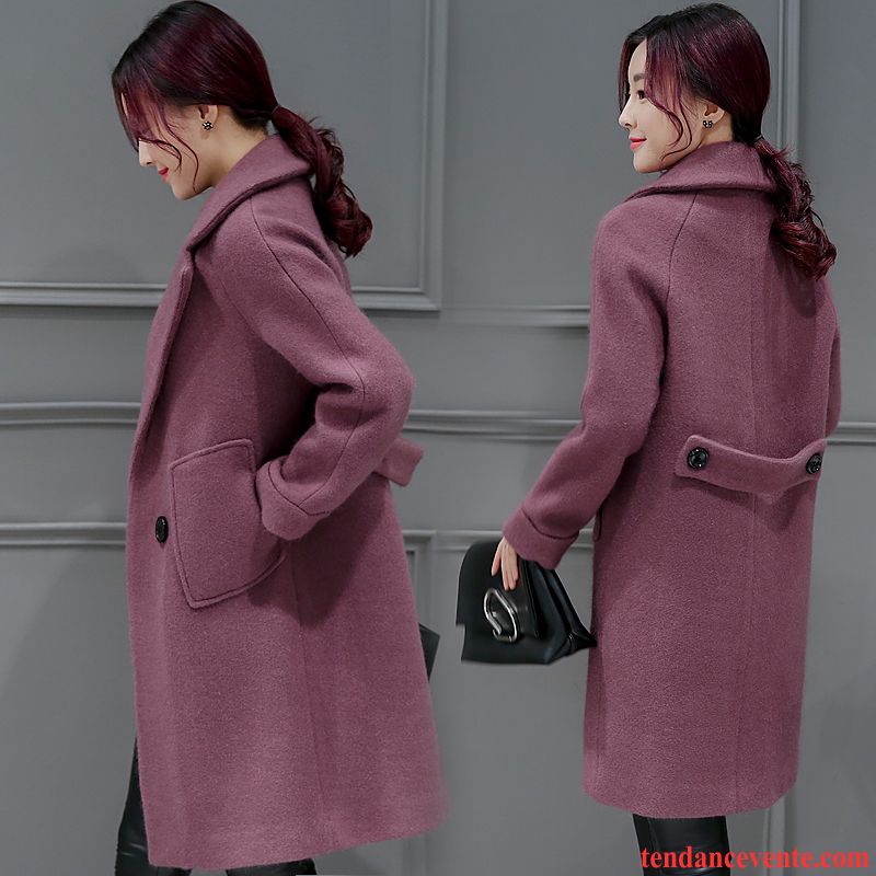 Veste D Hiver Femme Femme Pardessus Baggy Renforcé Manteau Hiver Mince L'automne De Laine Longue Rouge