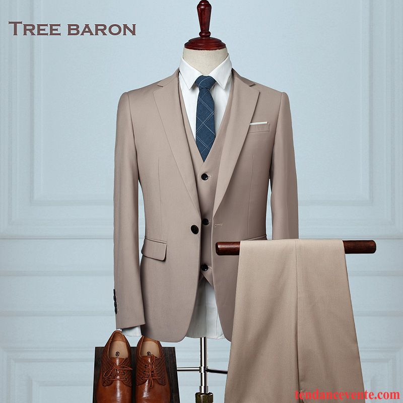 Veste De Costume Marron Costume Mariage Slim Homme Ensemble Professionnel Pas Cher