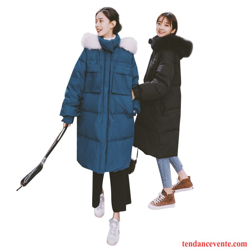 Veste En Coton Femme Baggy Manteau En Coton Tendance Longue Matelassé Renforcé Bleu