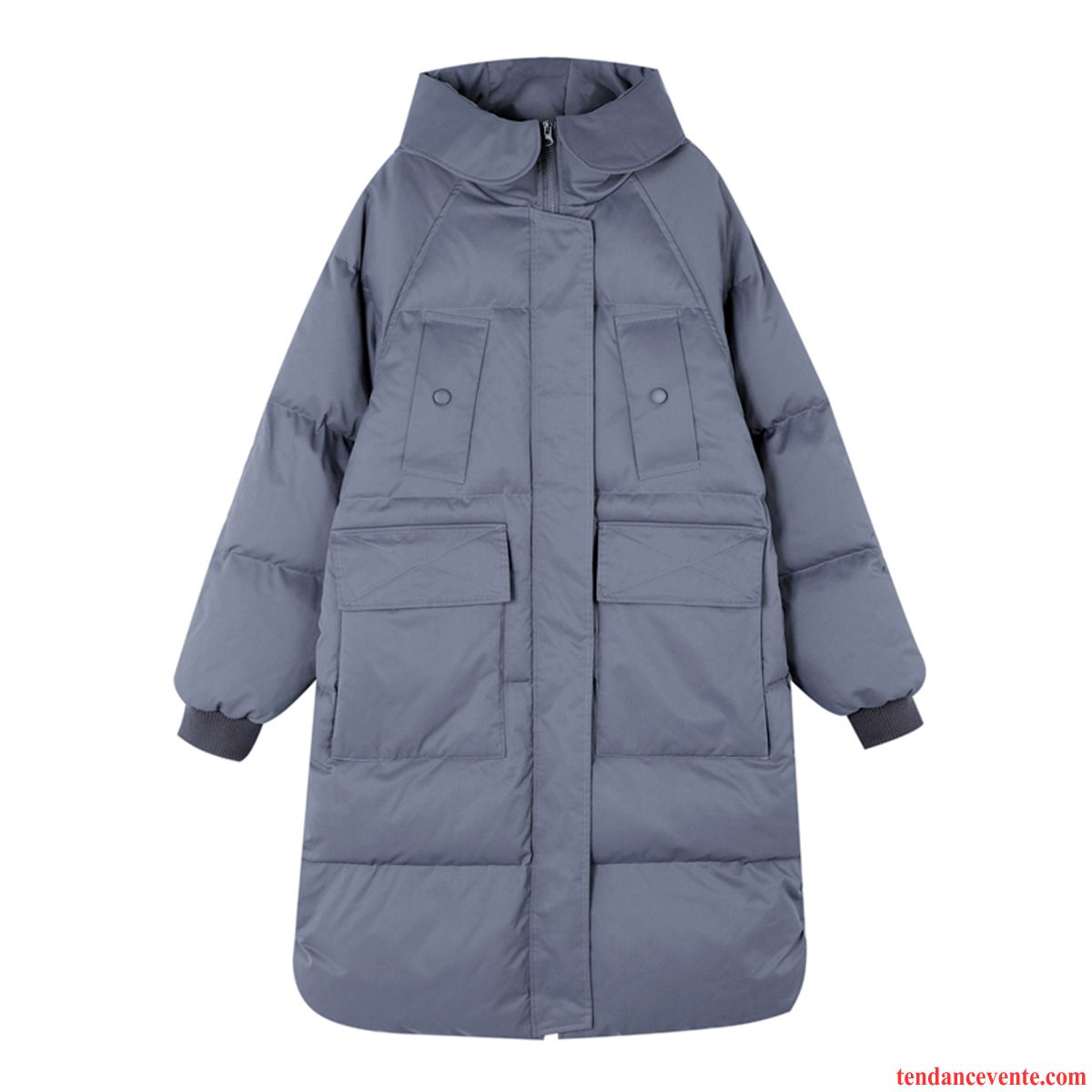 Veste En Coton Femme Capuche Manteau En Coton Longue Matelassé Gris