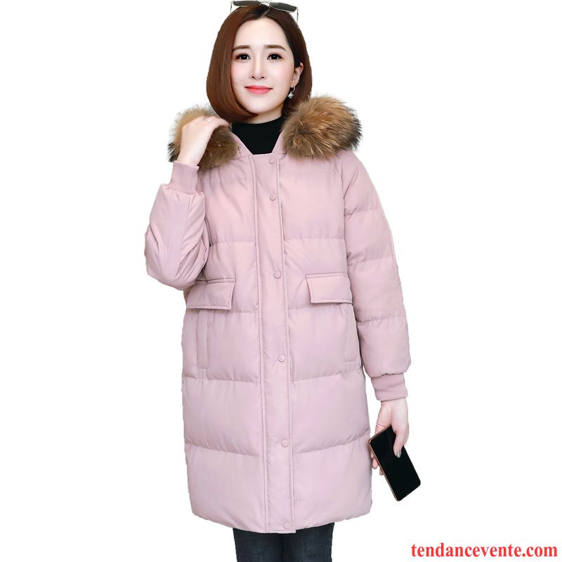 Veste En Coton Femme Chauds Baggy Confortable Longue Tous Les Assortis Manteau En Coton Rose