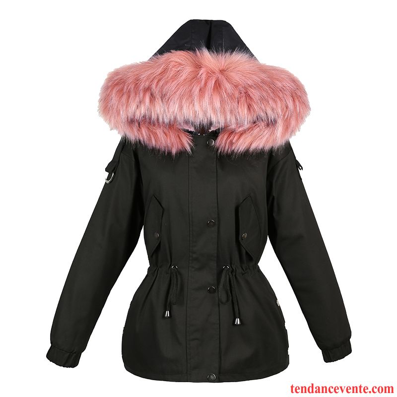 Veste En Coton Femme Confortable Décontractée Manteau En Coton Longues Tendance Hiver Rouge Rose