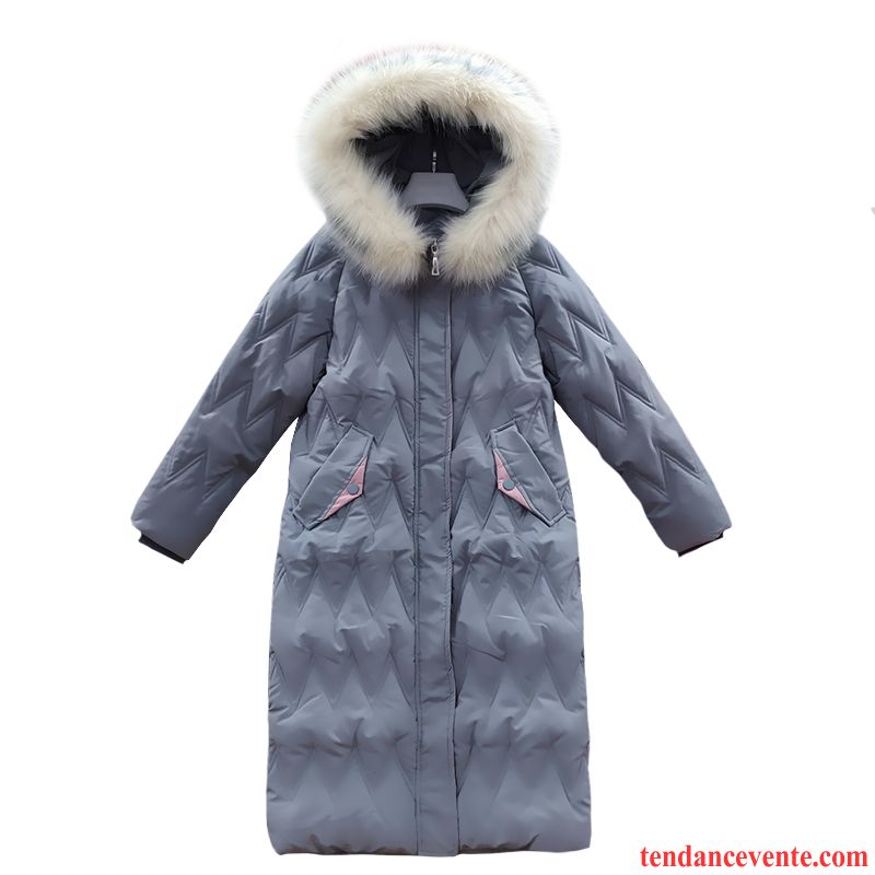 Veste En Coton Femme Confortable Matelassé Tendance L'automne Manteau En Coton Longue Bleu Clair