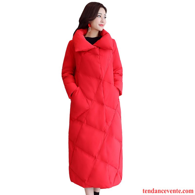 Veste En Coton Femme Longue Matelassé Pardessus Manteau En Coton Slim Renforcé Pure Rouge