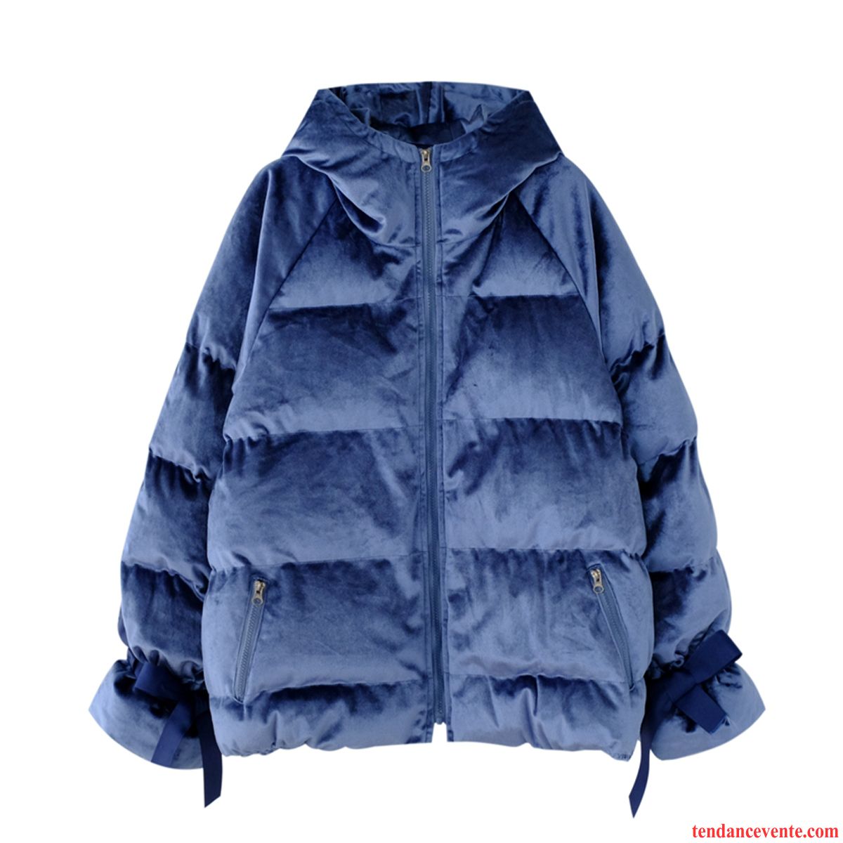 Veste En Coton Femme Manteau En Coton Court Bleu Or