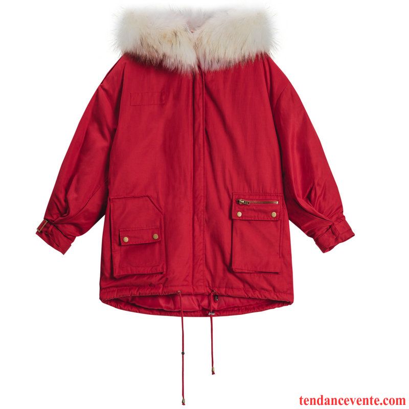 Veste En Coton Femme Manteau En Coton Court Hiver Bureau Rouge