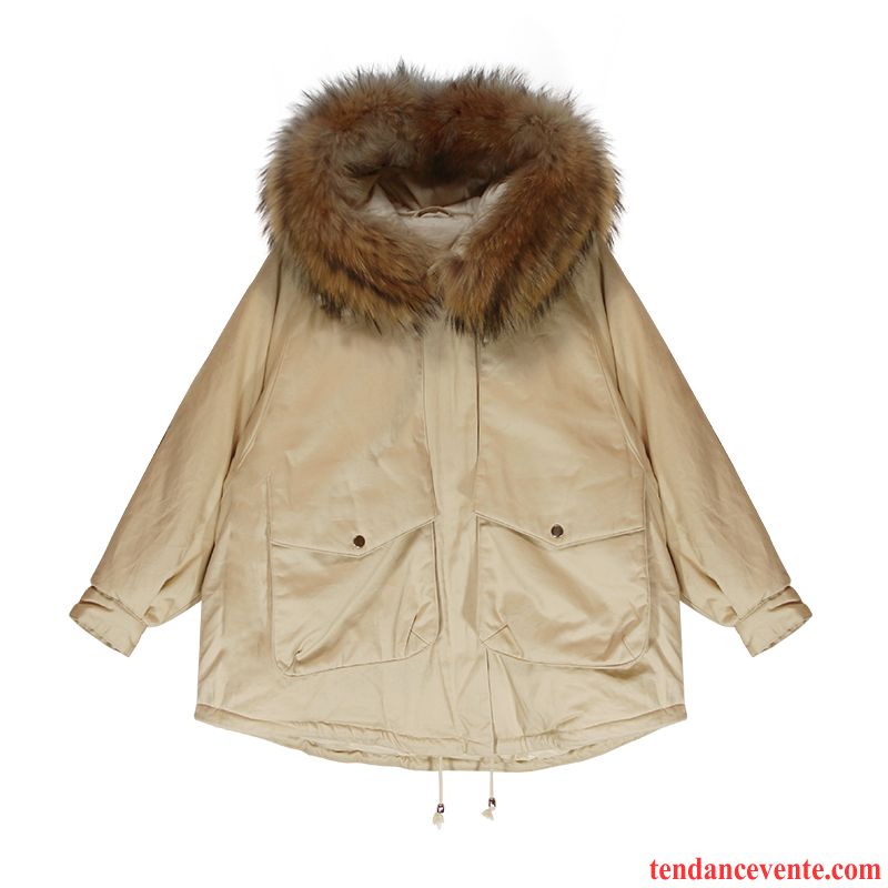 Veste En Coton Femme Matelassé Grand Col De Fourrure Gros Bureau Manteau En Coton Hiver