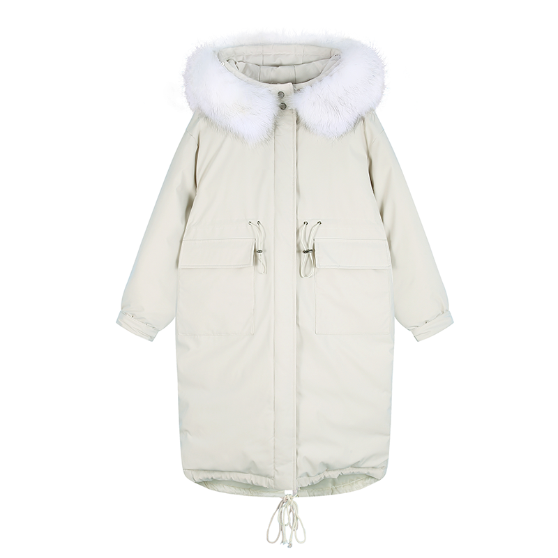 Veste En Coton Femme Matelassée Hiver Longue Pardessus Baggy Manteau En Coton Blanc