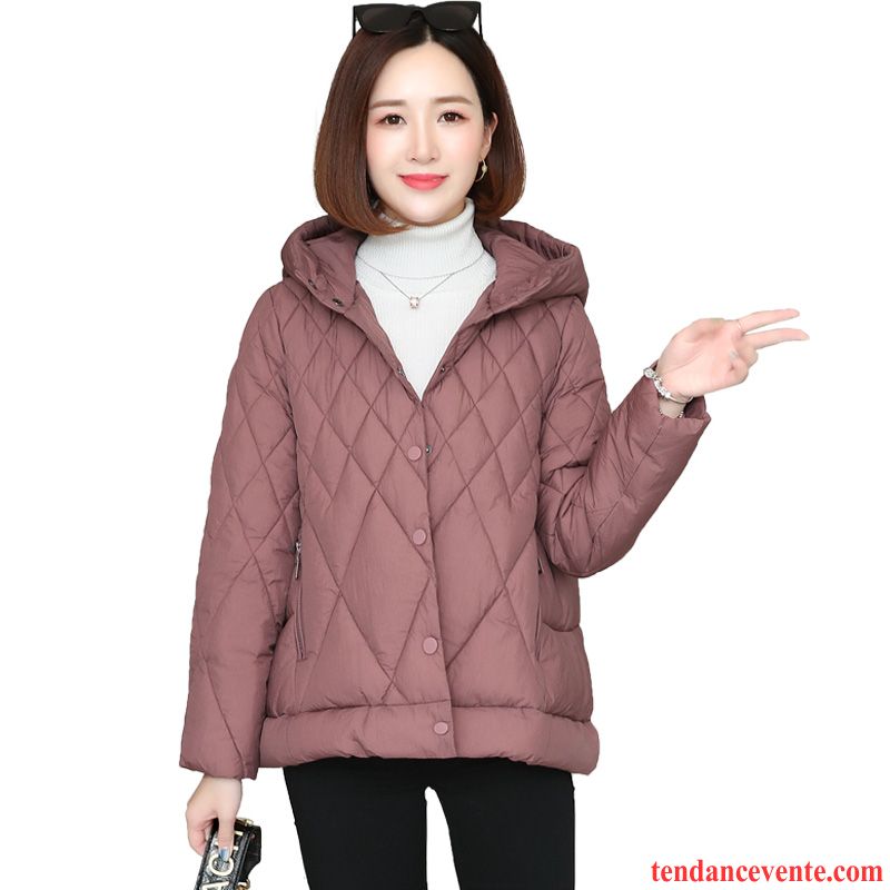 Veste En Coton Femme Mode Capuche Tendance Hiver Matelassé Tempérament Violet Rose