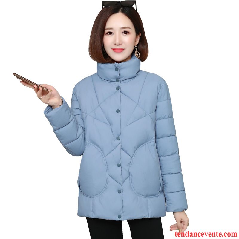 Veste En Coton Femme Tendance Décontractée Tempérament Manteau En Coton Matelassé Hiver Bleu