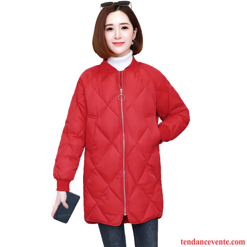 Veste En Coton Femme Tendance Manteau En Coton Confortable Nervurées Tempérament Longue Rouge