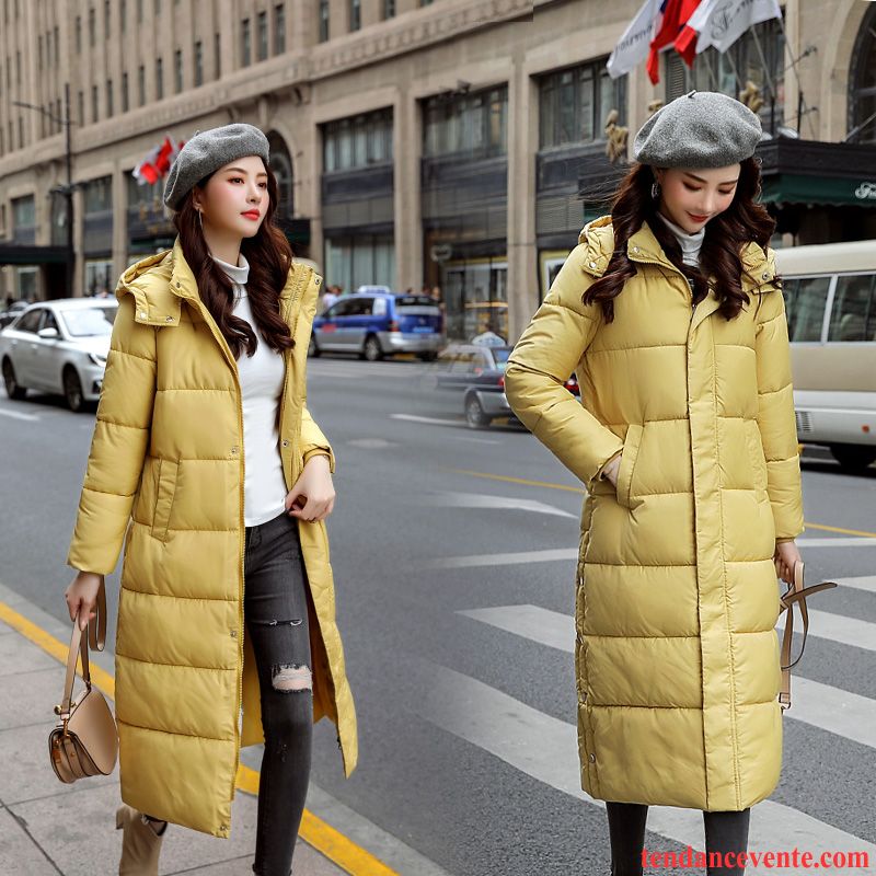 Veste En Coton Femme Tendance Étudiant Matelassée Baggy Longue Hiver Jaune