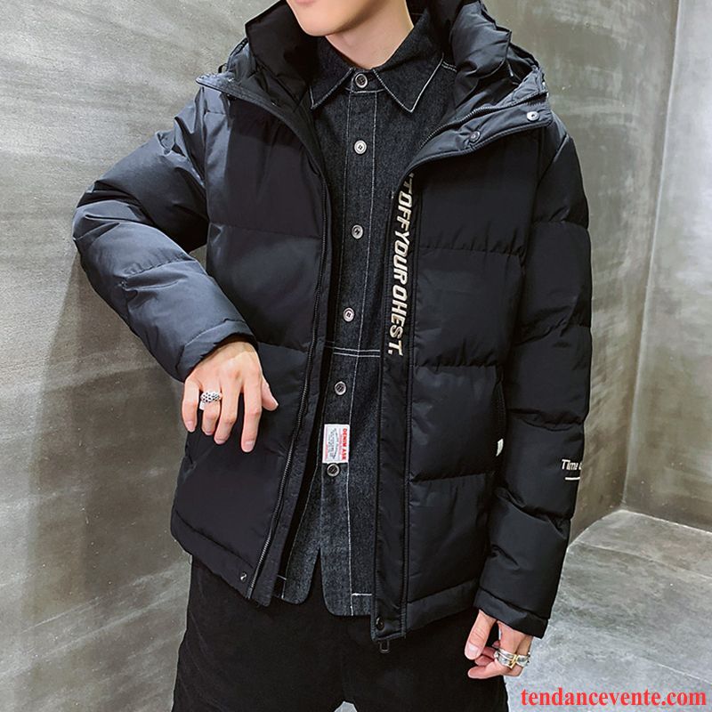 Veste En Coton Homme Beau Tendance Matelassée Pardessus Renforcé Chauds Noir