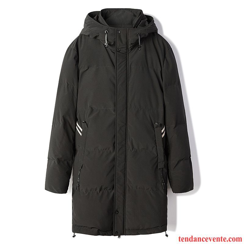 Veste En Coton Homme Plus De Velours Matelassé Matelassée Longue Pardessus Hiver Noir