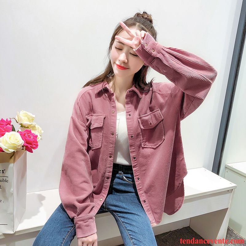 Veste En Cuir Courte Femme Pardessus Rouge Blouson L'automne Rétro Longues Femme Pure Mode Rose Décontractée Violet