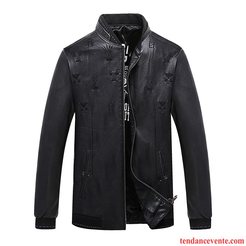 Veste En Cuir Marron Homme Cuir Pardessus L'automne Gros Veste Peau De Mouton Homme Graisse Noir Hiver Violet Pas Cher