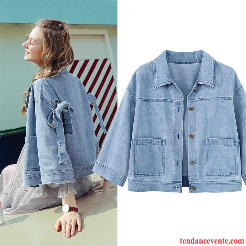 Veste Femme Matelassée Court Veste Baggy Décontractée Tendance Bleu Femme L'automne Frais Une Veste Pardessus Soldes