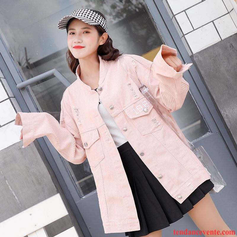 Veste Long Femme Pas Cher Tous Les Assortis Pardessus Rouge Jaune Fille Veste Femme Une Veste Ensoleillement Baggy Violet Broderie Étudiant Des Trous Dans Les Jeans Rose Marron