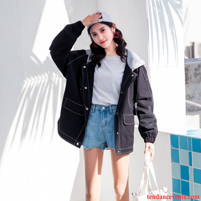 Veste Ou Manteau Femme Veste Noir Mince Baggy Femme Vêtements De Baseball Pardessus Tous Les Assortis Étudiant Capuche L'automne Chauve Souris Printemps Violet