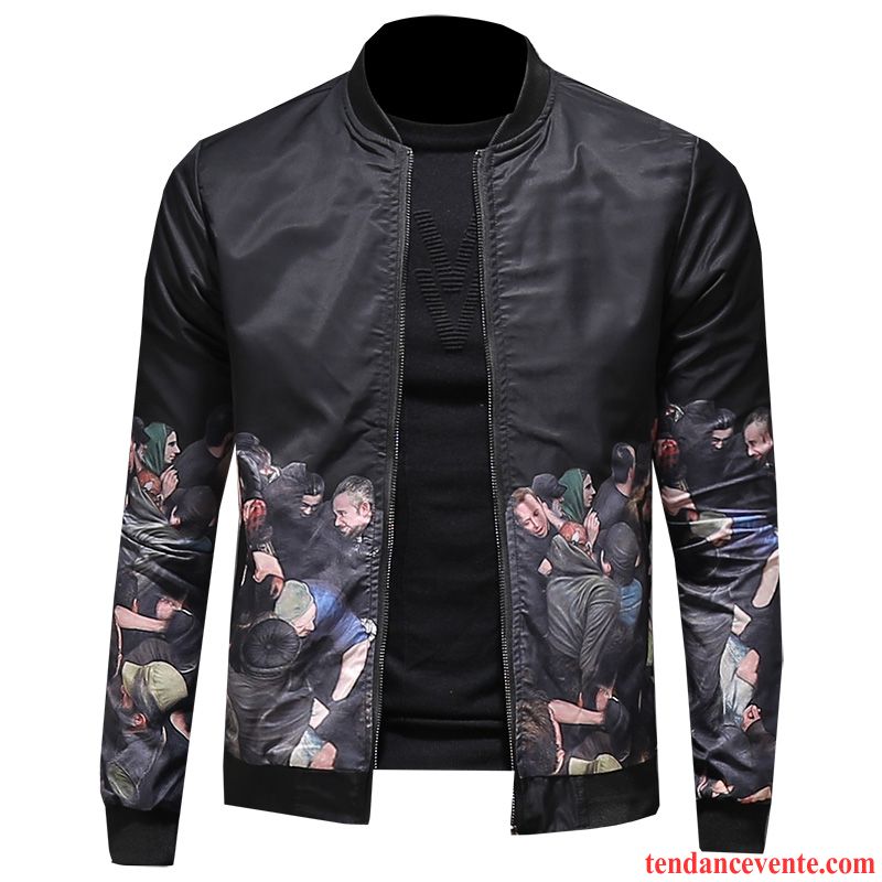 Veste Velours Homme Slim Homme Veste Beau Printemps Tendance Noir Pardessus Taillissime L'automne Impression