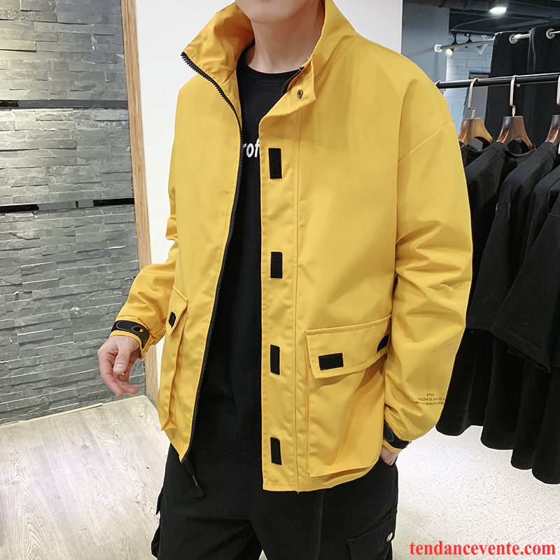 Vestes Homme Décontractée Une Veste Tendance Printemps Baggy Étudiant Jaune