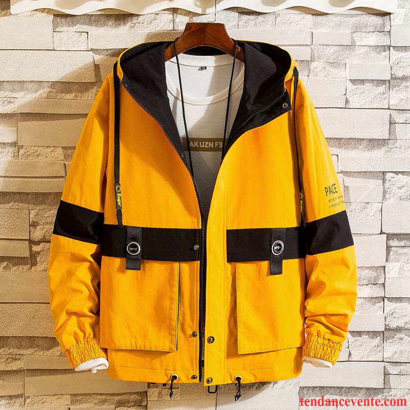 Vestes Homme Une Veste Hiver Printemps Bureau Tendance Décontractée Jaune