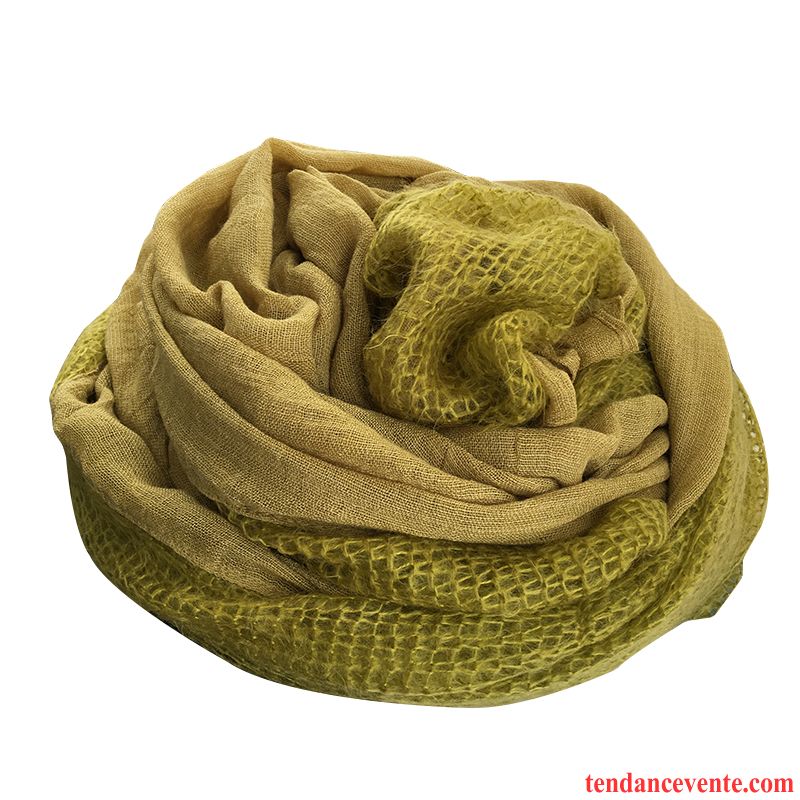 Écharpe Femme All-match Hiver Châle Piqûre Tricot L'automne Pure Vert Jaune