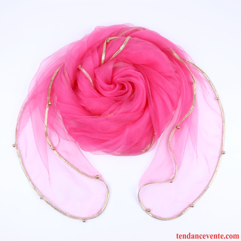 Écharpe Femme Foulard Simple Section Mince Gros Été Hiver Rose Pure