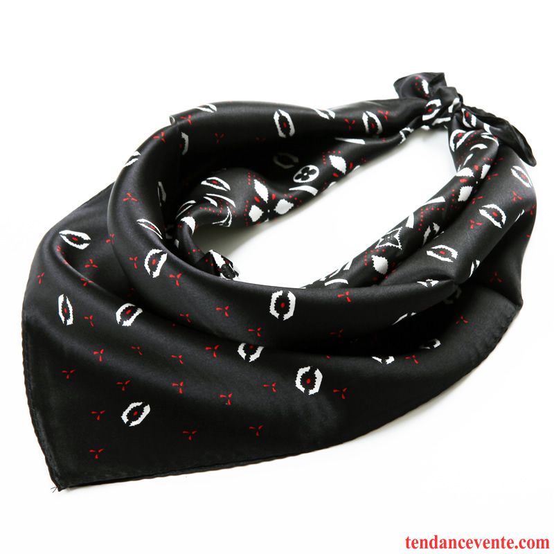 Écharpe Homme Printemps Soie Foulard Soie Mulberry Général Femme Noir